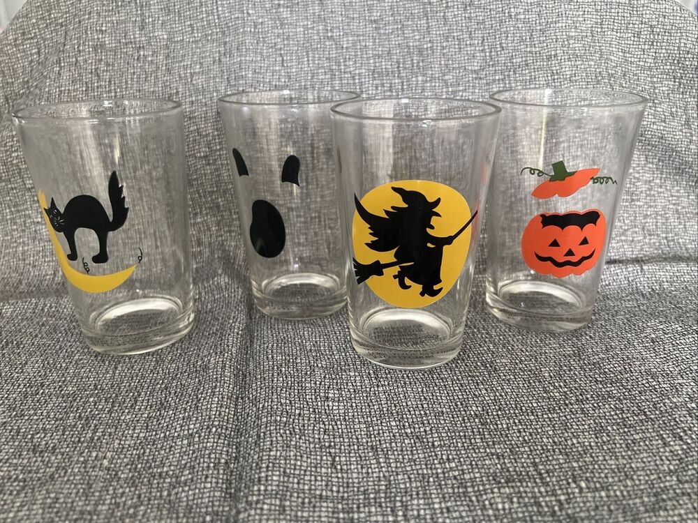Jet Collection Halloween Themed Jack-o'-lantern Witch Ghost Cat Drinking Glasses